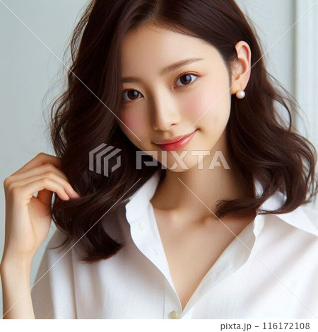 白シャツを着た美女 116172108