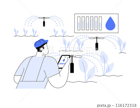 Irrigation monitoring abstract concept vector illustration. 116172318