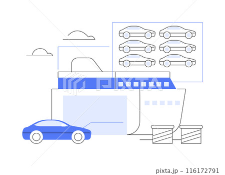 Car overseas shipping abstract concept vector illustration. 116172791