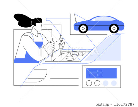 Automotive functionality check abstract concept vector illustration. 116172797