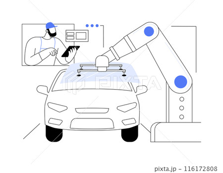 Robotic glass installation abstract concept vector illustration. 116172808