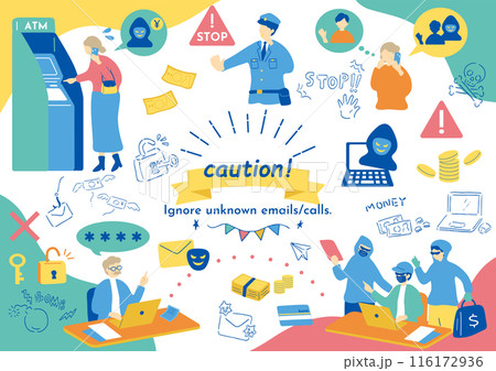 詐欺被害注意 イラスト素材集 詐欺被害注意 イラスト素材集 116172936