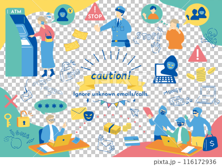 詐欺被害注意 イラスト素材集 詐欺被害注意 イラスト素材集 116172936