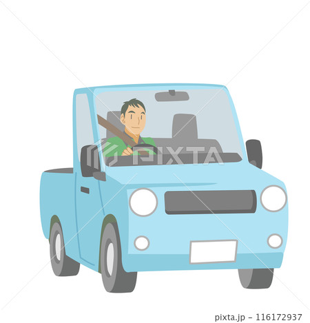 小型ピックアップトラックを運転する男性のイラスト 小型ピックアップトラックを運転する男性のイラスト 116172937