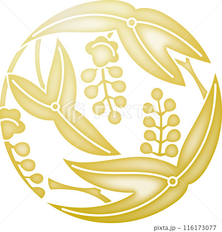 家紋　沢瀉の丸【金色】 116173077