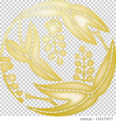 家紋　沢瀉の丸【金色】 116173077