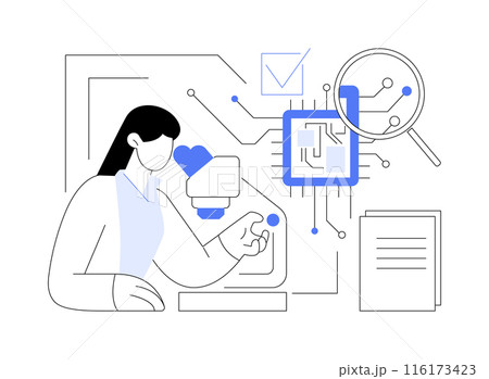 Circuit boards inspection abstract concept vector illustration. 116173423