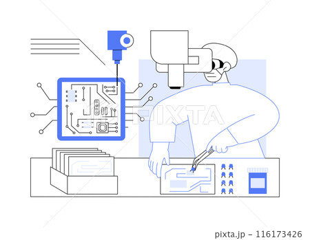 PCB assembling abstract concept vector illustration. 116173426