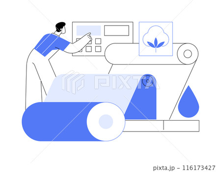 Denim dyeing abstract concept vector illustration. Denim dyeing abstract concept vector illustration. 116173427