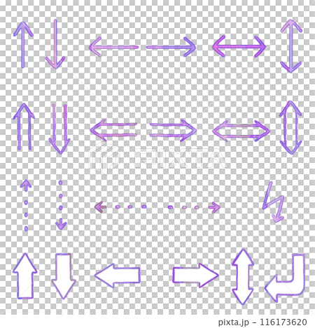 Simple arrow handwritten icon set purple Simple arrow handwritten icon set purple 116173620