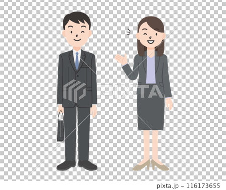 從事銷售工作的男性和女性的全身插圖 116173655