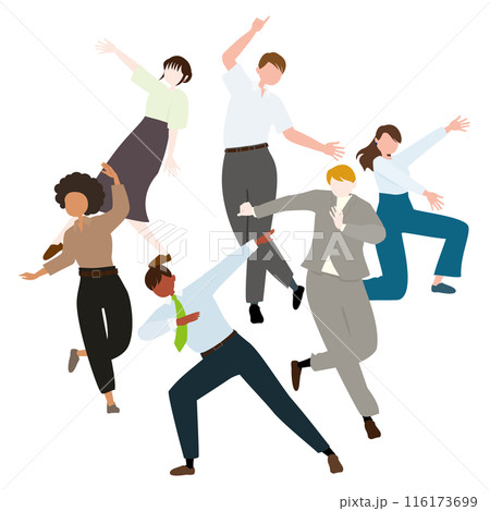 輪になって踊るビジネスマンのベクターイラスト 輪になって踊るビジネスマンのベクターイラスト 116173699