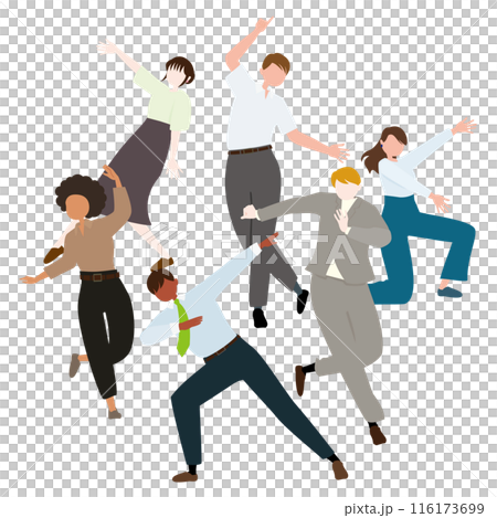 輪になって踊るビジネスマンのベクターイラスト 輪になって踊るビジネスマンのベクターイラスト 116173699