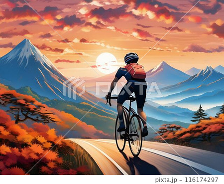 ロードバイクで疾走する人 ロードバイクで疾走する人 116174297