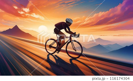 ロードバイクで疾走する人 ロードバイクで疾走する人 116174304