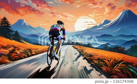 ロードバイクで疾走する人 ロードバイクで疾走する人 116174306