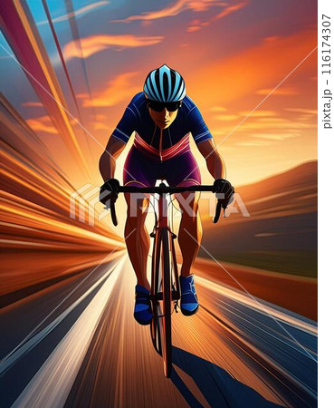 ロードバイクで疾走する人 ロードバイクで疾走する人 116174307