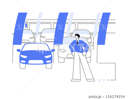 Used car dealership abstract concept vector illustration. Used car dealership abstract concept vector illustration. 116174354