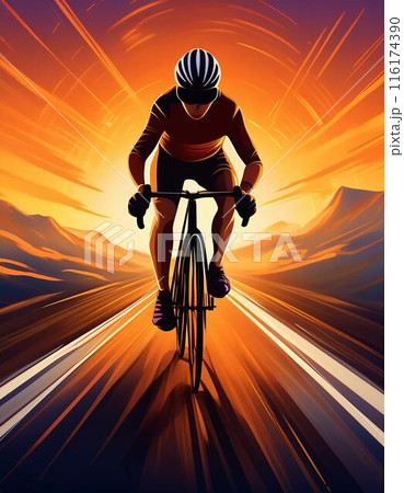 ロードバイクで疾走する人 ロードバイクで疾走する人 116174390