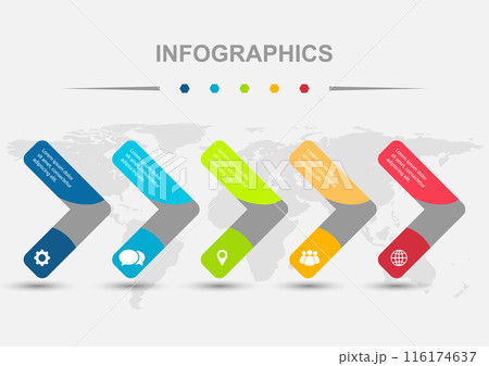 Infographic design template with 5 arrow regtangles 116174637