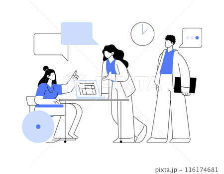 Inclusion at a workplace abstract concept vector illustration. Inclusion at a workplace abstract concept vector illustration. 116174681