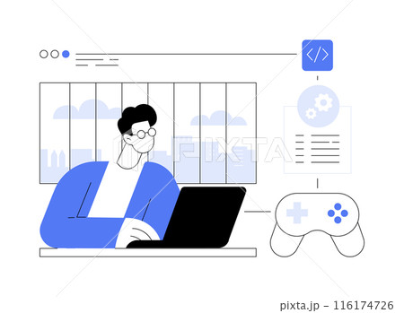 Online game development abstract concept vector illustration. Online game development abstract concept vector illustration. 116174726