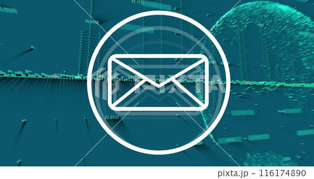 Image of email icon, data processing over globe 116174890