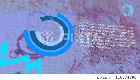 Image of financial data processing over world map Image of financial data processing over world map 116174899