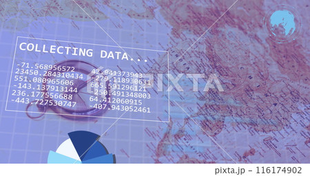 Image of financial data processing over world map 116174902