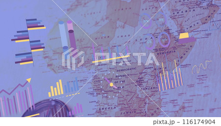 Image of financial data processing over world map 116174904