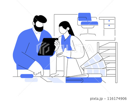 Office furniture dealer abstract concept vector illustration. Office furniture dealer abstract concept vector illustration. 116174906