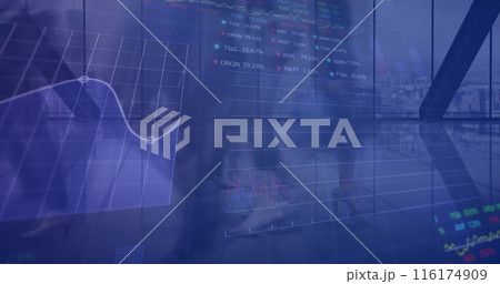 Image of financial data processing over modern office Image of financial data processing over modern office 116174909