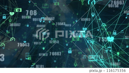 Image of changing numbers, connected icons...のイラスト素材 [116175356] - PIXTA