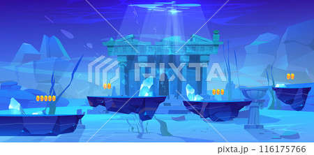 Underwater landscape with antique temple 116175766