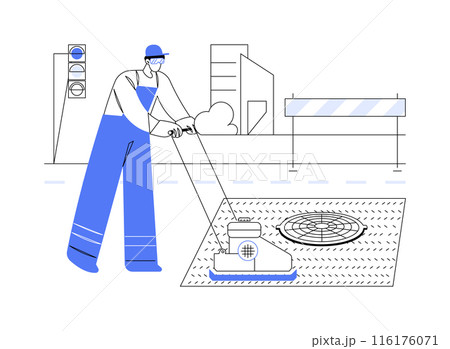 Pothole patching abstract concept vector illustration. 116176071