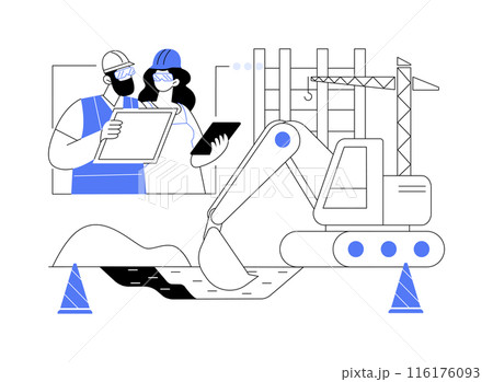 Excavation works abstract concept vector illustration. 116176093