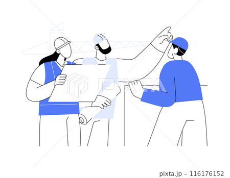 Read construction plans abstract concept vector illustration. Read construction plans abstract concept vector illustration. 116176152