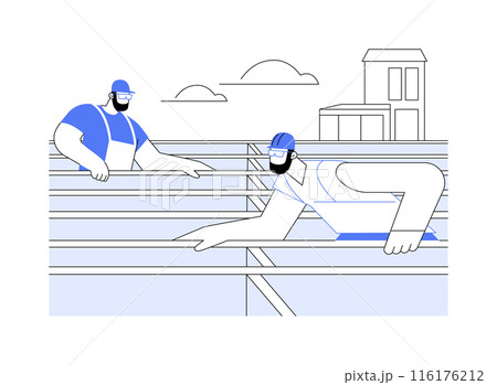 Floor joists installation abstract concept vector illustration. 116176212