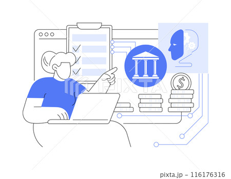 AI-Streamlined Retirement Planning abstract concept vector illustration. AI-Streamlined Retirement Planning abstract concept vector illustration. 116176316