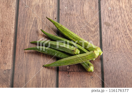 Natural organic raw green okra 116176377