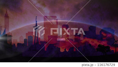 Image of falling social media icons over cityscape Image of falling social media icons over cityscape 116176729