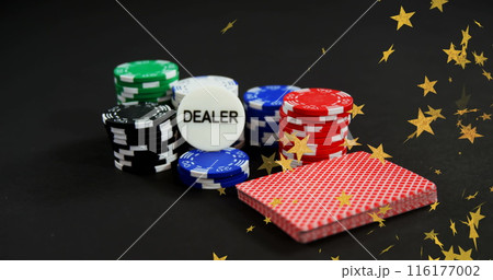 Image of stars falling over dealer text and chips 116177002