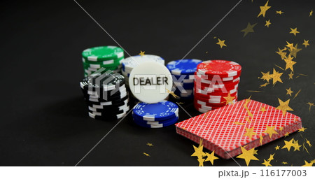 Image of stars falling over dealer text and chips Image of stars falling over dealer text and chips 116177003