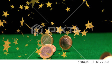Image of stars over coins falling Image of stars over coins falling 116177008
