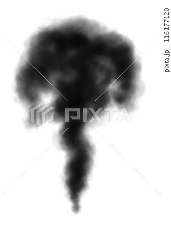 下から上へ昇っていく黒色の煙 116177120
