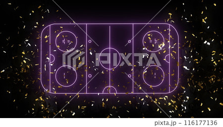 Image of confetti over neon stadium 116177136