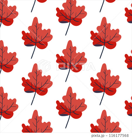 Seamless pattern. Simple Plant. Red maple leaves on a white background. Ornament in Scandinavian style. Hand drown. Flat vector illustration Seamless pattern. Simple Plant. Red maple leaves on a white background. Ornament in Scandinavian style. Hand drown. Flat vector illustration 116177568