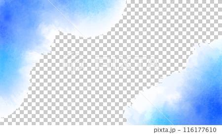 Watercolor texture banner background material Blue Summer image Horizontal 16:9 116177610