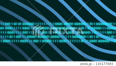 Image of blue lines over moving illuminated binary codes 116177893