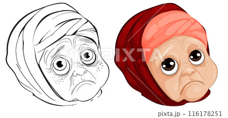 Elderly Woman with Sad Expression 116178251